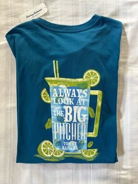 NWT Tommy Bahama ALWAYS LOOK AT THE BIG PITCHER Men’s XL T-shirt Blue Allure